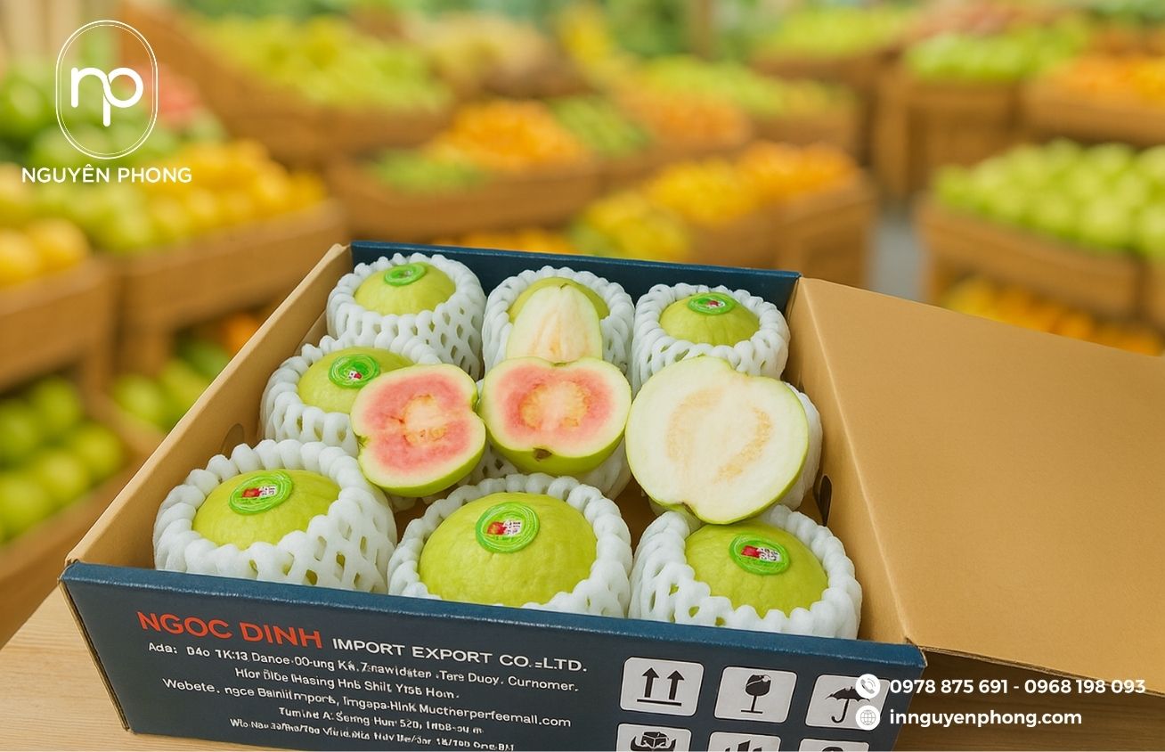 Thùng carton đựng ổi dạng nắp gài